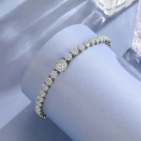 Solid Sterling Silver 2ct Diamond Womens Tennis Bracelet Ladies Jewelry 6" 6 in - Picture 2 of 5